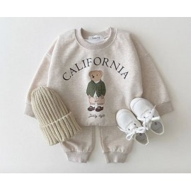 Baby Boy Girl Clothing Sets Children Bear Pullover Sweatshirts + Simple Solid Cotton Sports Pants 2pc Kids Clothes Boy New Suit